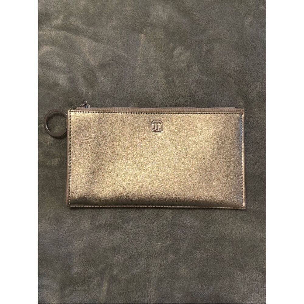 Metallic Gold Slim Wristlet Clutch with Key Ring